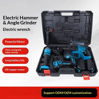 Ensemble d'outils au lithium avec batterie 4.0Ah, meuleuse d'angle sans fil, marteau électrique, clé électrique, mallette de transport, garantie 1 an, OEM