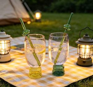 Heat-resistant Customized Glass Cup Stylish Two-tone <strong>Rocking</strong> Glass <strong>Tumbler</strong> with Straw for Iced Coffee &amp; Daily Drinks - Product Image 3