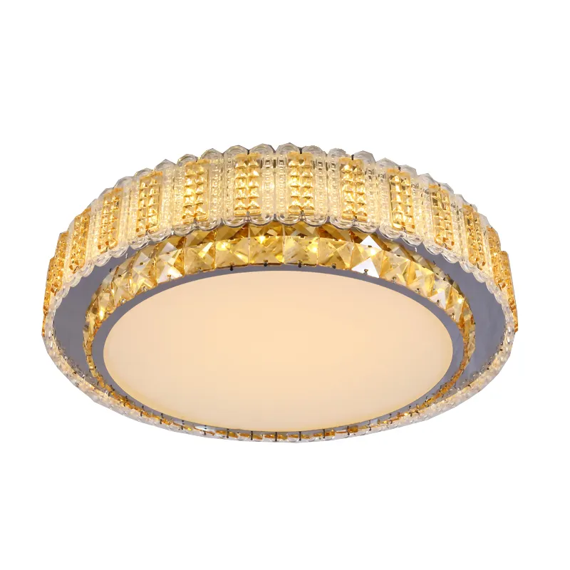 Luxury Crystal Ceiling Lamp Gold Ceiling Light Fixture Surface Mounted Crystal Round Ceiling Lamps for Dining Room Foyer Modern