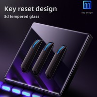 Autobloquant transfrontalier pour interrupteur moderne intelligent Panneau de boutons à clé noire Lumière LED Dissimulée Maison Hôtel Maison Prise Trempé