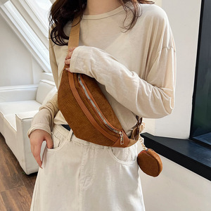 Riñonera Clásica Minimalista <span class=keywords><strong>de</strong></span> Pana <span class=keywords><strong>de</strong></span> Color Sólido, Bolso <span class=keywords><strong>de</strong></span> Pecho Retro Casual Deportivo con Mini Monedero Desmontable - Product Image 5