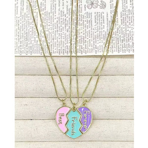 Ожерелье CH-LHN1739 с модным эмалевым кулоном «Лучший друг/Навсегда», позолоченное, с эмалевым сердечком, оптовая продажа, цепочка-ожерелье - Product Image 1