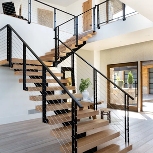Escalier en métal construction escalier en bois en acier avec palier - Product Image 4