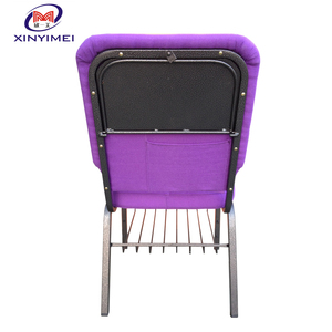 Ghế Nhà Thờ Cạnh Nhau Bằng Sắt Màu Tím Giá Rẻ Bán Sỉ Từ Nhà Cung Cấp Trung Quốc Có Kệ Túi Đựng Đồ, Vải Chống Cháy Tiêu Chuẩn - Product Image 3