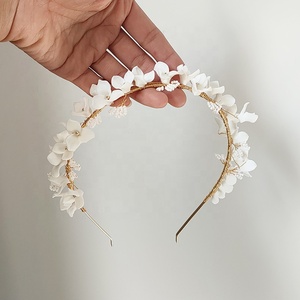 2024 in ceramica ceramico di piccole perle bianco fiore accessori per capelli corona nuziale gioielli per ghirlanda di nozze corona - Product Image 4