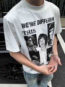 T-shirt vintage à manches courtes pour homme, imprimé sur toute la surface, coupe ample, en coton, streetwear - Product Image 1
