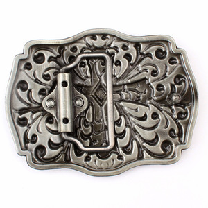 Hecho en China, diseño personalizado de forma bonita, logotipo 3D, nombre, OEM, aleación de Zinc y Metal, hebilla de cinturón de plata antigua para hombres - Product Image 2