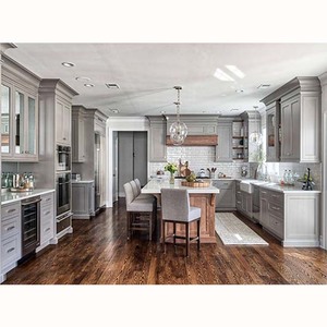 Luxury european villa style solid wood kitchen cabinet for sale