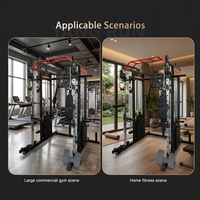 Máquina Smith Multifuncional con Rack de Pesas Doble para Entrenamiento de Fuerza Profesional, Culturismo y Gimnasio en Casa