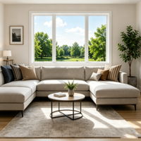 Fenêtres fixes en PVC LEDOW P85 certifiées AAMA, économiques, pour les développements d'immeubles d'appartements multifamiliaux en Amérique du Nord