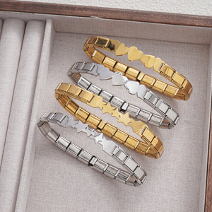 Women's 9mm Italian Modular Bracelet Stainless Steel Heart Shape Gift Jewelry Fashion Accessory - Product Image 1