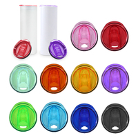 Lot de 40 couvercles de rechange étanches en plastique coloré pour gobelets skinny de 20 oz (590 ml) – 10 couleurs assorties