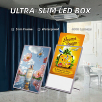 Boîte lumineuse publicitaire rectangulaire autoportante en alliage d'aluminium magnétique, design ultra-plat, étanche, portable, haute luminosité 4000