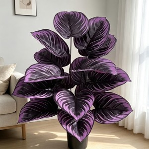 Plante artificielle violette en pot, décoration intérieure pour salon, verdure pour la maison - Product Image 2
