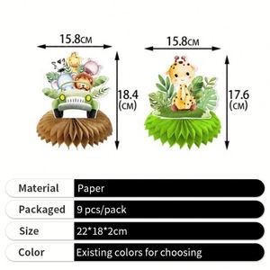 Décoration de table en papier nid d'abeille pour baptême 2024, thème animal, pour baby shower - Product Image 2