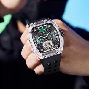 AESOP Tourbillon Movement Mechanical <b>Watch</b> For Man Skeleton K9 Glass Mirror Men's Waterproof <b>Watches</b> Tonneau Transparent <b>Case</b> - Product Image 2