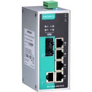 Moxa EDS-P206A-4PoE-M-ST-T Unmanaged <b>PoE</b> <b>Switch</b> 4 Port 10/100Mbps DIN Rail Mount Enterprise <b>Switch</b> 48V IEEE 802.3 - Product Image 1