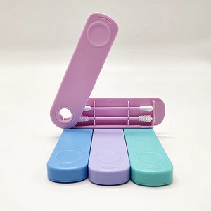 Vente en gros de <span class=keywords><strong>coton</strong></span>-<span class=keywords><strong>tige</strong></span> en <span class=keywords><strong>silicone</strong></span> réutilisable, nettoyeur d'oreille lavable, outils de maquillage à double tête avec étui de rangement en PP - Product Image 4