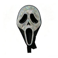 Masque de visage fantôme Scream en strass, masque d'horreur complet scintillant, accessoires de costume de cosplay pour fête d'Halloween, fournitures pour maison hantée