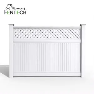 Topkwaliteit 6ft Hoge X8ft Brede Witte Vinyl Pvc Gecoate Privacy Hek Panelen Met Top Rooster Voor Tuin