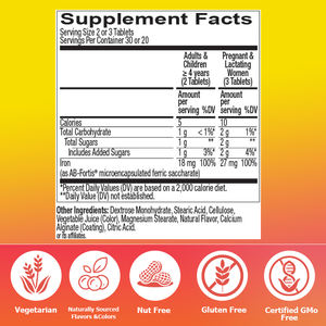 ओम आयरन 18 मिलीग्राम टैबलेट उच्च शक्ति रक्त आयरन पूरक टैबलेट ऊर्जा और आयरन अवशोषण समर्थन आहार पूरक आहार पूरक - Product Image 2