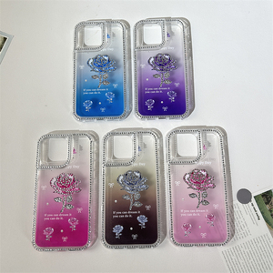 Haute qualité 3 en 1 époxy paillettes Bling avec diamant Rose étui de téléphone portable <span class=keywords><strong>incassable</strong></span> pour HONR X8B X8C - Product Image 6