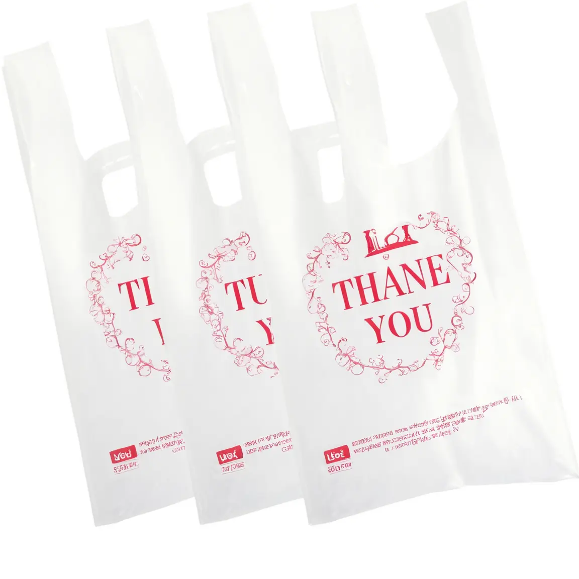 Eco Thank You футболка пластиковые пакеты с белым принтом Hdpe футболка сумки для покупок логотип одноразовые