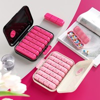 Boîte de Rangement Portable pour Pilules et Comprimés, Grande Capacité, Design Bicolore, Distributeur de Médicaments Semainier (3 Repas/Jour) pour Voyage