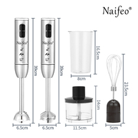 Mixeur Plongeant Électrique Portable Élégant pour la Maison, Préparateur de Smoothies avec Récipient en Plastique Écologique, 4 Lames, 2 Vitesses, Faible Bruit