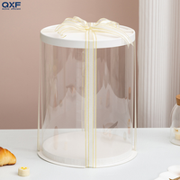 Grande boîte à gâteau transparente rose, imperméable, recyclable, en matériau PET, épaisseur 2 mm, forme cylindrique, pour l'emballage de desserts d'anniversaire