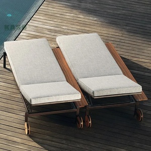 Metall Rattan Liegen Strand Garten Aluminium guss Pool Stuhl Outdoor Wicker Luxus möbel Moderne Sonnen liege mit Rädern - Product Image 2
