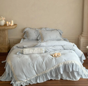 Ensemble de literie <span class=keywords><strong>Beatrice</strong></span> <span class=keywords><strong>Rose</strong></span> en dentelle à volants / Bleu - Product Image 1