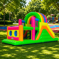 Parcours d'obstacles gonflable géant pour enfants et adultes, structure de jeu gonflable commerciale d'extérieur avec mur d'escalade et toboggan