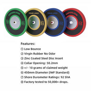Hiperlion פרימיום Custom משקל-צלחת גומי מכוסה משקולות ציוד כושר סט קילו סיטונאי סין פגוש צלחות למשקולת - Product Image 3