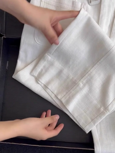 Completo da donna estivo in lino bianco Casual gilet <span class=keywords><strong>pantaloni</strong></span> larghi Casual a due pezzi vestito 100% da salotto in puro lino - Product Image 2