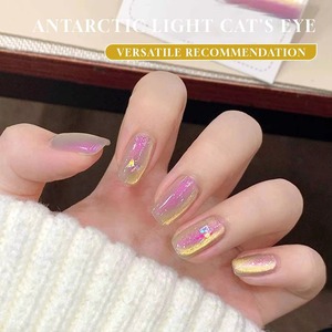 Vernis à ongles gel effet œil de chat Northern Lights, populaire, coloré, avec perles de verre, vernis à ongles œil de chat rose - Product Image 2