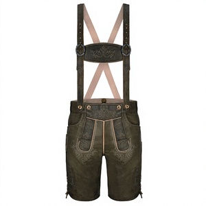 Vêtements bavarois pour l'Oktoberfest, shorts Lederhosen avec bretelles, cuir de vache véritable, design brodé de haute qualité, Lederhose - Product Image 1