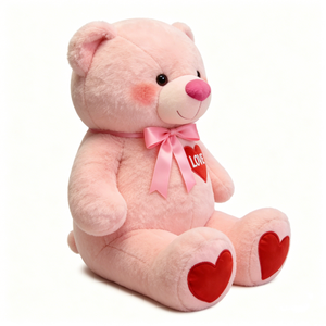 Oso de peluche rosa personalizado, oso de peluche con corazón, oso rosa de San Valentín con lazo, juego de osos de peluche románticos de varios tamaños - Product Image 3