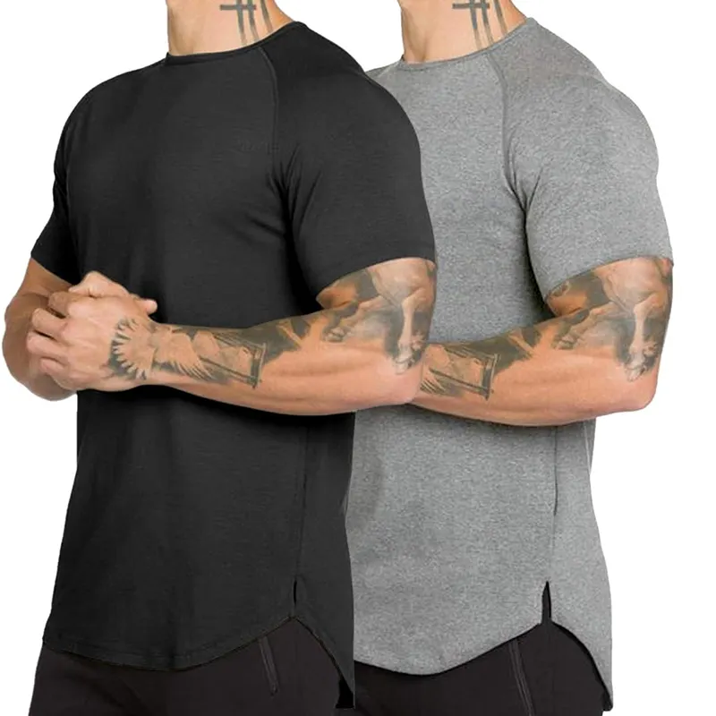 Erkek Tshirt erkekler Tee üstleri toptan özel kısa kollu nefes spor koşu spor kas vücut geliştirme erkek spor T Shirt