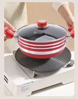 Ensemble de 5 casseroles et poêles en alliage d'aluminium, fond épais, doubles poignées, couvercle en verre, compatible gaz et induction, batterie de cuisine