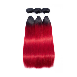 Extensiones de Cabello Remy Bohemio Virgen en Oferta, Color Rojo 1B, Liso, Doble Trama a Máquina, para Salón, Sin Caída - Product Image 1