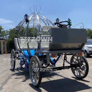 Chariot électrique sphérique transparent bleu argenté, style citrouille, pour séance photo extérieure de Princesse des Neiges - Product Image 1