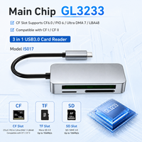 Lector de Tarjetas USB 3.0 3 en 1, Lectura Simultánea de CF CFI/II SD TF, 5Gbps, Aleación de Aluminio, Interfaz Dual Tipo-C/A para Cámara