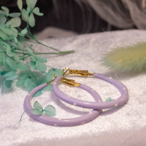 Pendientes de Aro Clásicos de Verano para Mujer, Plateados, con Resina, Diseño de Gota de Aceite, Geométricos, para Fiestas - Product Image 3