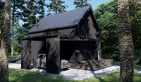 Maison préfabriquée en acier à 2 étages Villa préfabriquée noire rustique 3 chambres à coucher Salle de bain Duplex imperméable Triangle Cabine Casa Con Bano