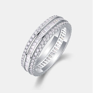 Трехслойное Двухслойное кольцо из муассанита белого цвета S925 Серебряное родиевое кольцо для повседневной носки обручальное кольцо - Product Image 1