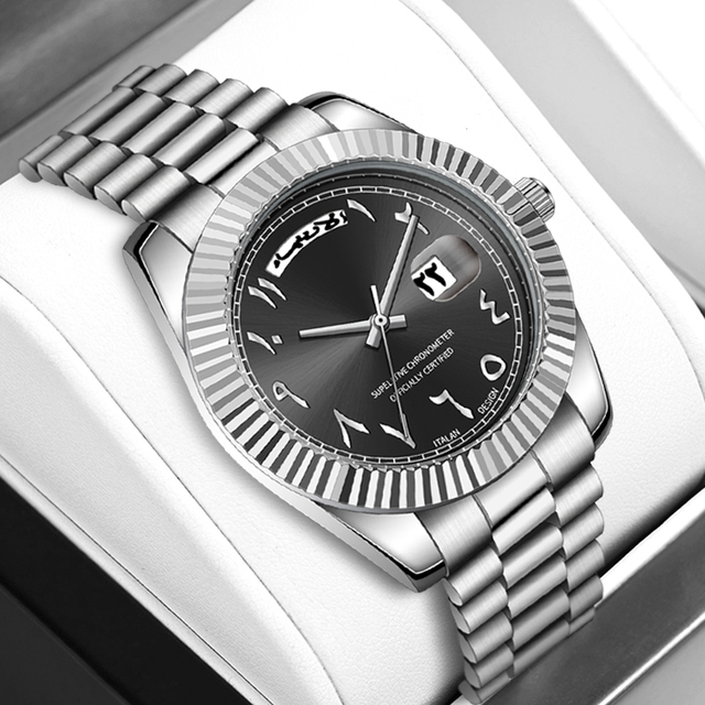 Custom Designer Arabic Dial Watch Cheap Luxury Men's Stainless Steel Watches Japan Quartz Movement Water Resistant Watch for Men
