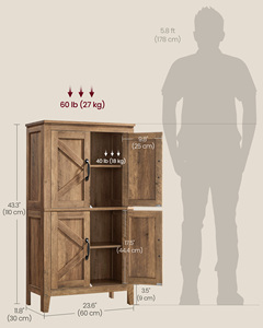 Mobiletto da <span class=keywords><strong>Bagno</strong></span> <span class=keywords><strong>VASAGLE</strong></span> Collezione LIRY con Ante Scorrevoli, Armadio da Cucina Indipendente, Mobile Contenitore Stile Rustico - Product Image 5