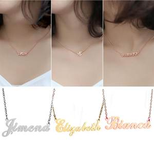 定制名称项链18k镀金不锈钢个性化字母吊坠派对结婚饰品包括戒指手镯 - Product Image 3