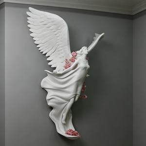 Scultura da Parete in Vetroresina a Forma di <span class=keywords><strong>Ali</strong></span> <span class=keywords><strong>d</strong></span>'<span class=keywords><strong>Angelo</strong></span> su Larga Scala Personalizzata per Hall di Hotel e Progetti di Ville, Statua Decorativa Moderna in FRP da Appendere - Product Image 1